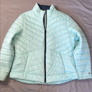 Free Country Women's Light Mint Green and Blue Puffer Jacket XL